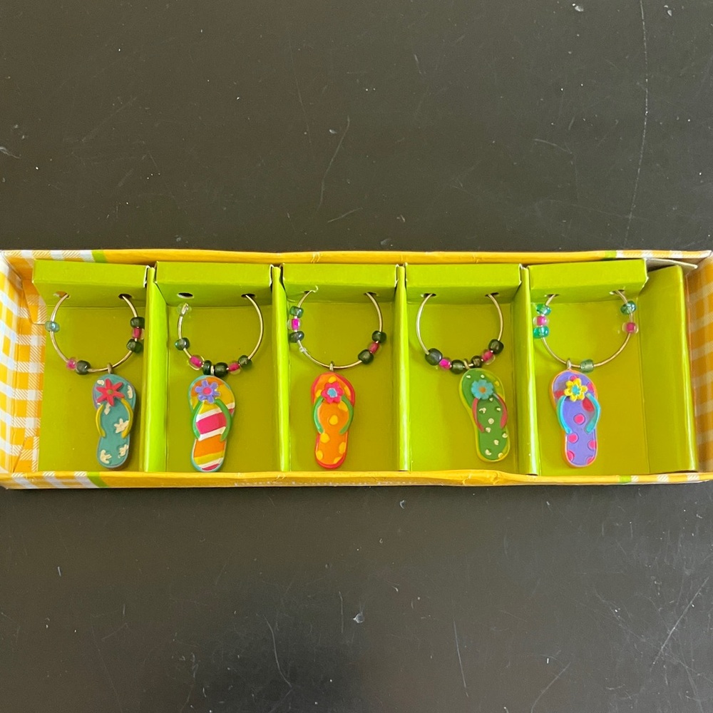 Colorful Flip Flop wine charms